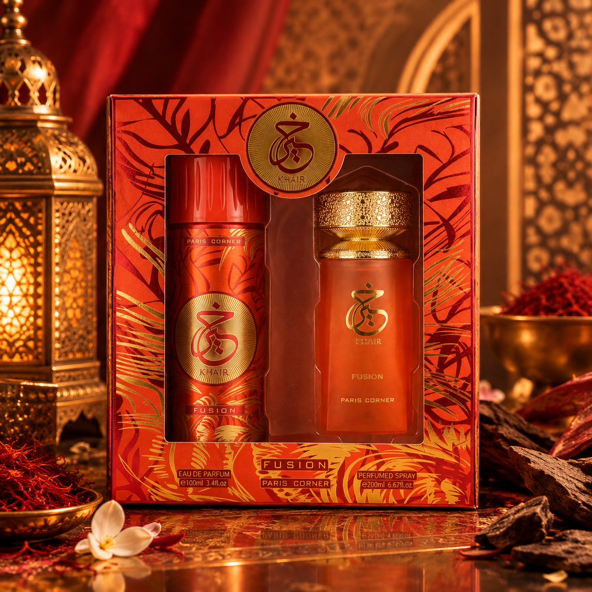 Coffret Khair Fusion Paris Corner - Eau de Parfum 100ml + Déodorant 200ml, le Duo Gourmand Fruité