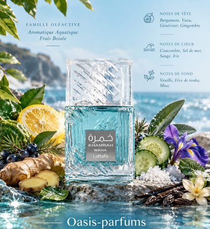 Khamrah Waha Lattafa - Parfum Mixte 100ml Aromatique Aquatique, Frais Boisé