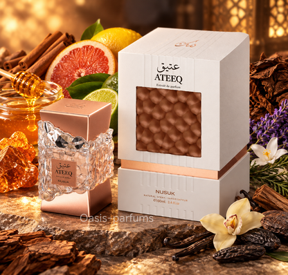 Ateeq Nusuk - Extrait de Parfum Homme - Oriental Miellé Boisé
