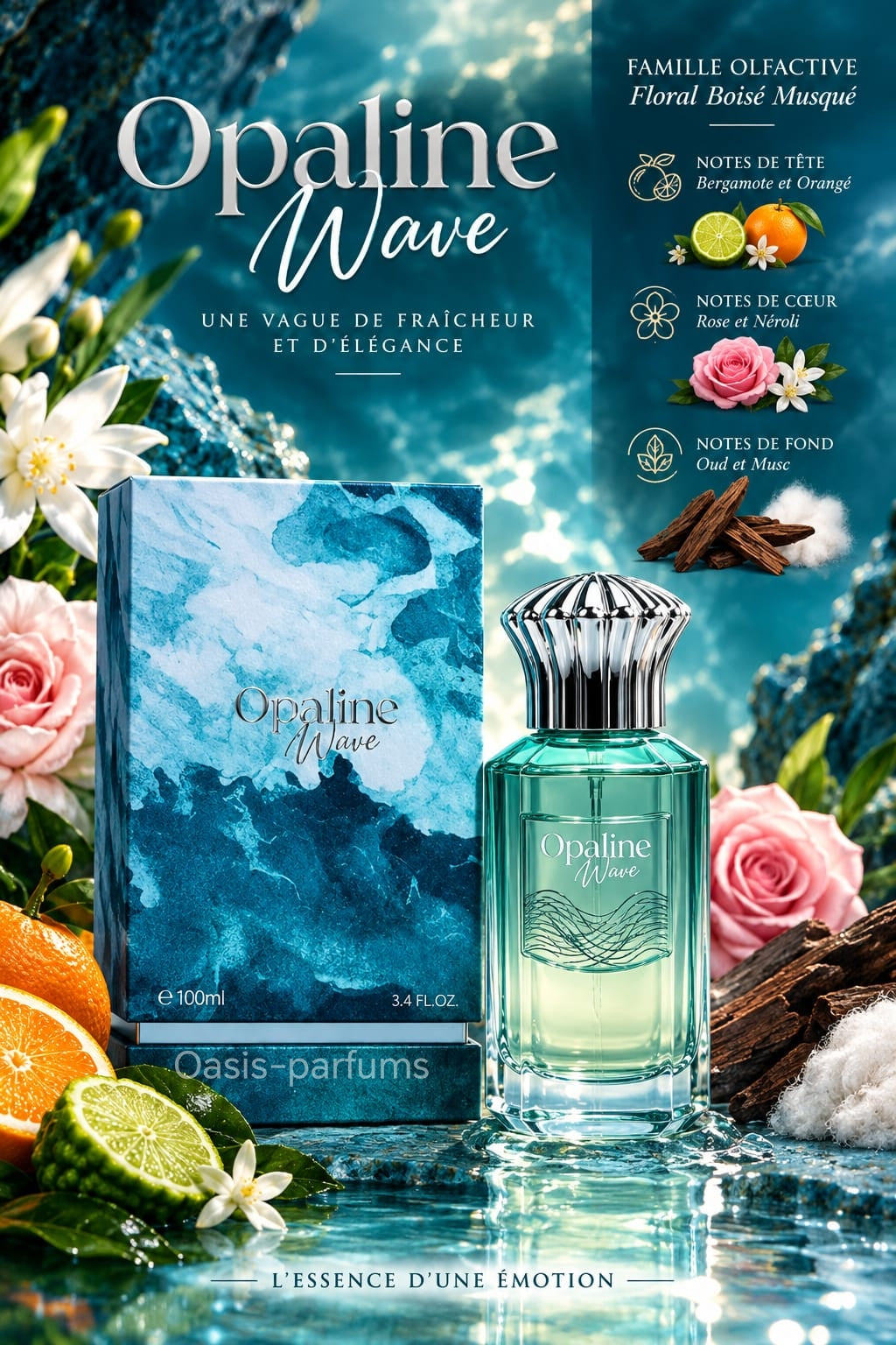Opaline Wave Ahmed Al Maghribi - Parfum Unisexe Floral Boisé Musqué