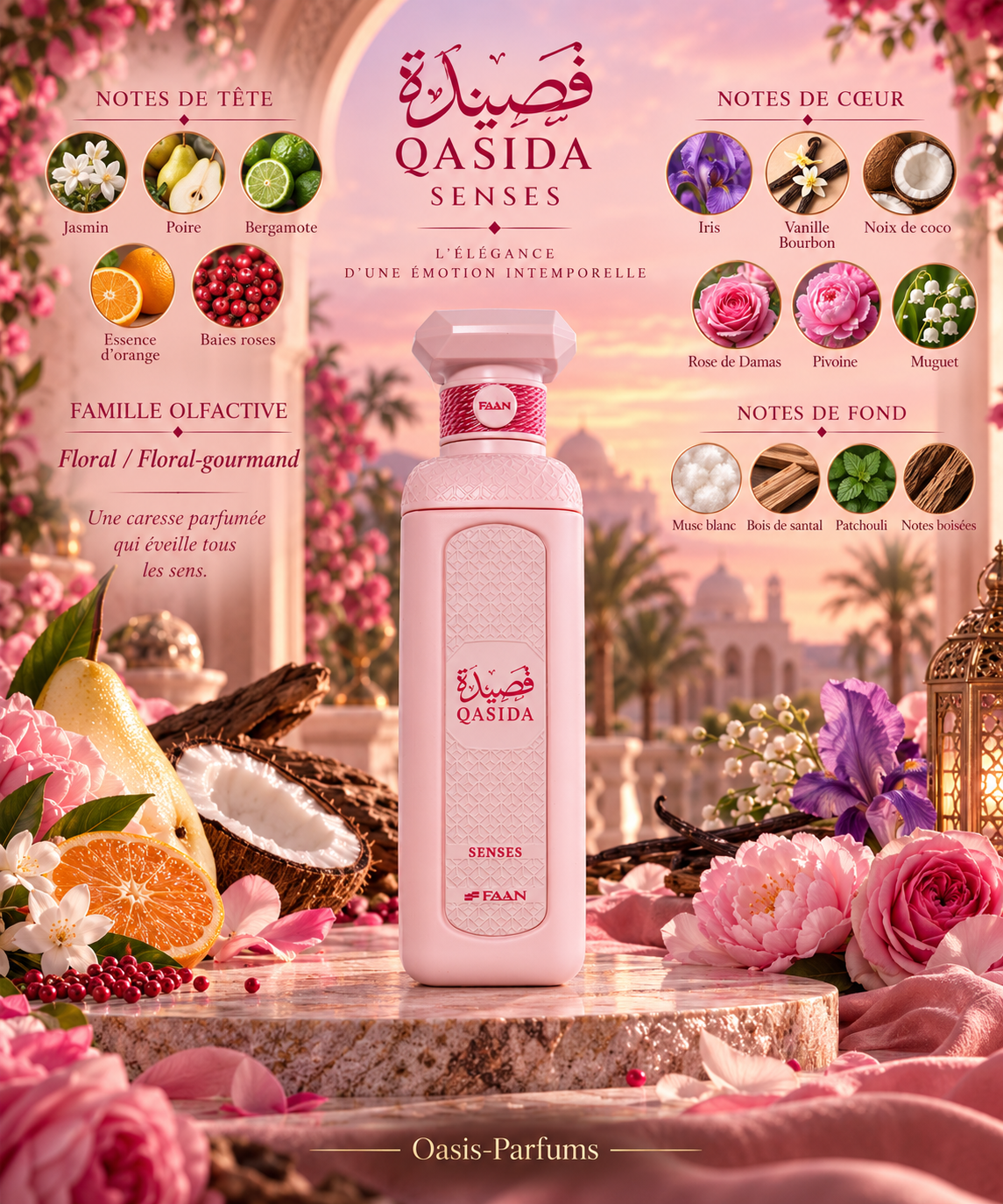 Qasida Senses - Faan - Eau de Parfum unisexe 200ml Floral, Fruité, Gourmande