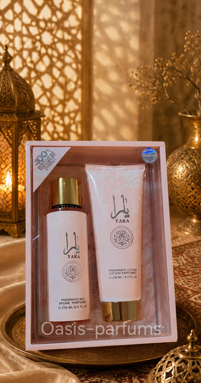 Brume 250ml et Lotion 236ml parfumée - Coffret Yara Rose
