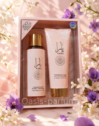 Brume 250ml et Lotion 236ml parfumée - Coffret Yara Rose