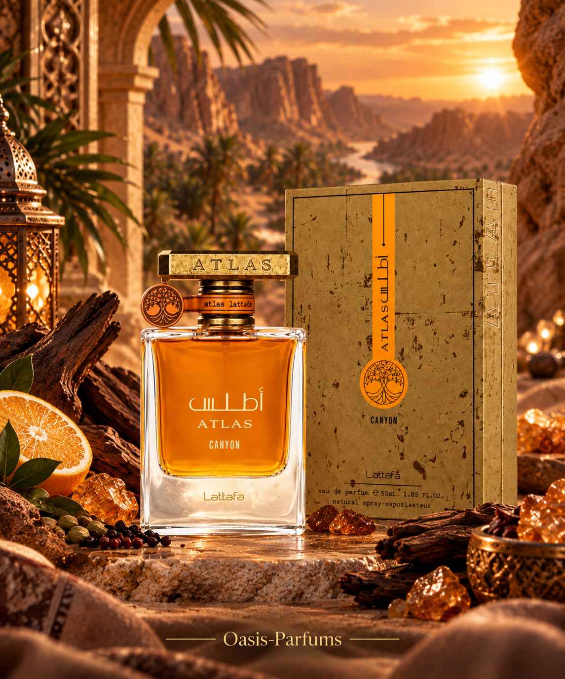 Atlas Canyon - Lattafa - Eau de Parfum unisexe 55ml Hespéridée, Ambrée, Marine