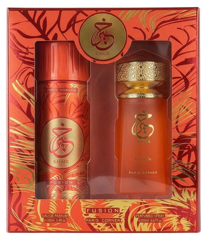 Coffret Khair Fusion Paris Corner - Eau de Parfum 100ml + Déodorant 200ml, le Duo Gourmand Fruité
