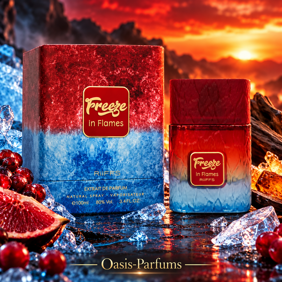 Freeze In Flames - Riiffs - Parfum Mixte 100ml Fruité Mentholé, Aromatique Frais