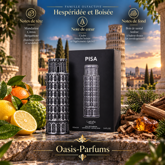 Pisa - Lattafa Pride - Eau de Parfum Homme 100ml hespéridée-boisée
