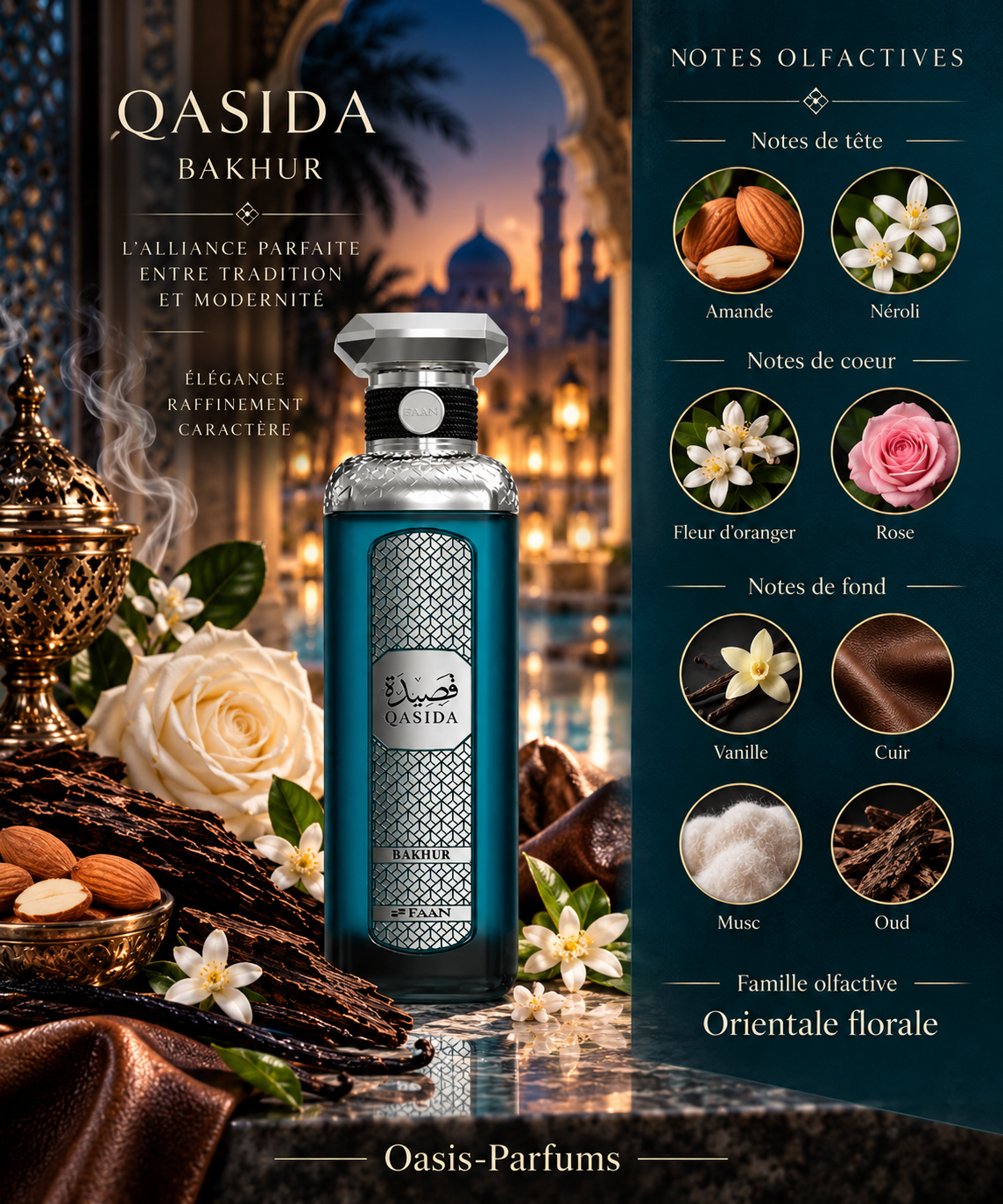 Qasida Bakhur - Faan - Parfum Unisexe 200ml Oriental Boisé Fumé
