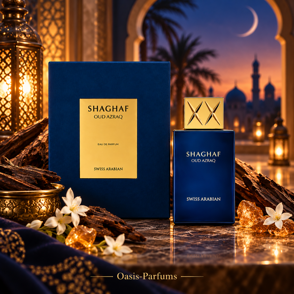 Shaghaf Oud Azraq - Swiss Arabian - Parfum Unisexe 75ml, Oriental, Boisé, Vanillé